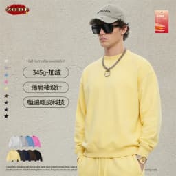 ZODF New Winter Man 345gsm Loose Fit Fleece Sweatshirt Unisex Cusual Boxy Warm Half Turtleneck Pullovers HY1181