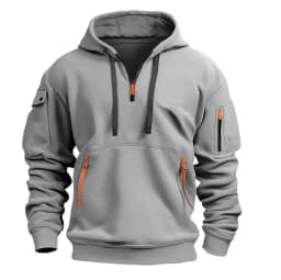 New Multi Pocket Zipper Fleece Hooded Casual Shirt for Men and Women Plus Size Loose Pullover Fashion Sweatshirt Top
