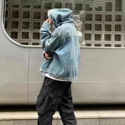 Mens Autumn Fashion Denim Washed Distressed Retro Hoodie Genderless Street Fashion Casual Loose Denim Sweatshirt Unisex