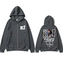 Classic Vintage Michael Jackson Zipper Hoodie Men Women Hip Hop Punk Rock Oversized Zip Up Jacket Men's Fleece Zip Up Sweatshirt