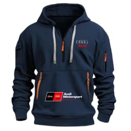 Audi RS Men's Racing T-Shirt Front Zipper Car Enthusiast Outdoor Motorcycle Wear Fast Shipping