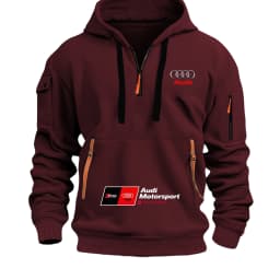 Audi RS Men's Racing T-Shirt Front Zipper Car Enthusiast Outdoor Motorcycle Wear Fast Shipping