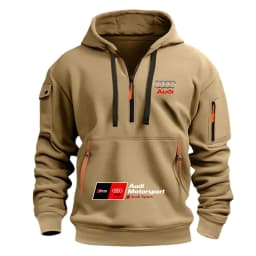 Audi RS Men's Racing T-Shirt Front Zipper Car Enthusiast Outdoor Motorcycle Wear Fast Shipping