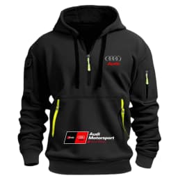 Audi RS Men's Racing T-Shirt Front Zipper Car Enthusiast Outdoor Motorcycle Wear Fast Shipping