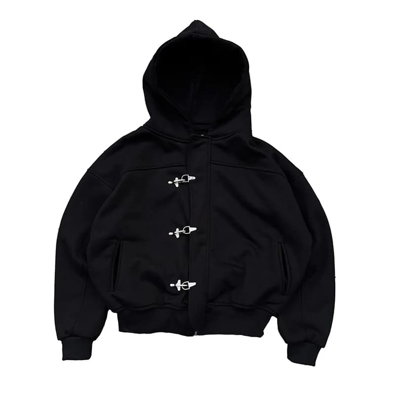Gothic punk grunge Y2K unisex hoodie 2025 new autumn winter chic cardigan sweatshirt American retro hip-hop aesthetic streetwear