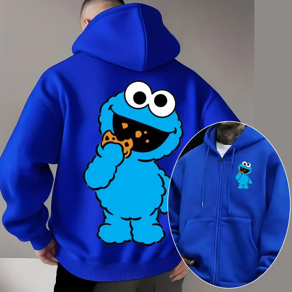 Cookie Monster Women Zipper Hoodie Cartoon Anime Spring Autumn Men Sweatshirt 2026 New Fashion Couple Jackets Coats