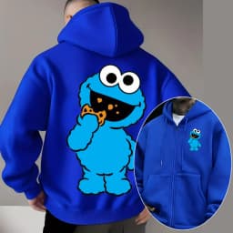 Cookie Monster Women Zipper Hoodie Cartoon Anime Spring Autumn Men Sweatshirt 2026 New Fashion Couple Jackets Coats