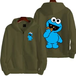 Cookie Monster Women Zipper Hoodie Cartoon Anime Spring Autumn Men Sweatshirt 2026 New Fashion Couple Jackets Coats