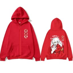 Anime Inuyasha Graphic Zipper Hoodie Men Women Casual Oversized Zip Up Hoodies Men's 90s Cartoon Manga Jacket Male Vintage Coat