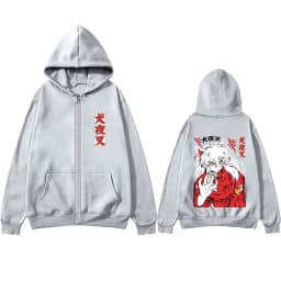 Anime Inuyasha Graphic Zipper Hoodie Men Women Casual Oversized Zip Up Hoodies Men's 90s Cartoon Manga Jacket Male Vintage Coat