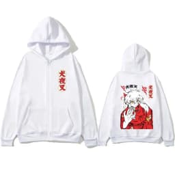 Anime Inuyasha Graphic Zipper Hoodie Men Women Casual Oversized Zip Up Hoodies Men's 90s Cartoon Manga Jacket Male Vintage Coat