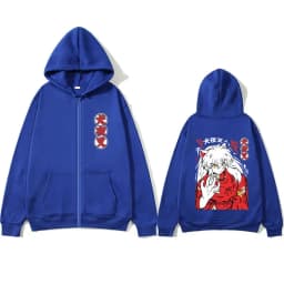 Anime Inuyasha Graphic Zipper Hoodie Men Women Casual Oversized Zip Up Hoodies Men's 90s Cartoon Manga Jacket Male Vintage Coat
