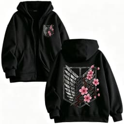 Anime Attack on Titan Mikasa Ackerman Eren Jaeger Wings of Freedom Logo Zipper Hoodies Men Zip Up Sweatshirt Long Sleeves Jacket
