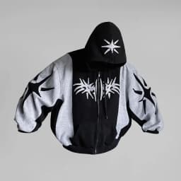 Y2K Streetwear Zip Up Hoodie Harajuku Patchwork Goth Vintage Hip Hop Oversized Hoodie Men Women Sweatshirt Fashion Casual Tops