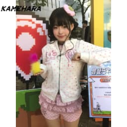 KAMEHARA Y2K Aesthetic Cute Devil Hooded Jacket Sweet E-girls Japan Kawaii Horned Zip-Up Hoodie Pink Star Print Cartoon Star Top