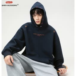 Vintage Heavyweight Embroidered Hoodie Men's 2025 Fall Streetwear Oversized American High Street Pullover Sweatshirt