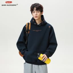 Vintage Heavyweight Embroidered Hoodie Men's 2025 Fall Streetwear Oversized American High Street Pullover Sweatshirt