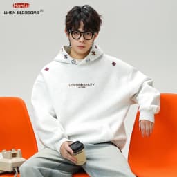 Vintage Heavyweight Embroidered Hoodie Men's 2025 Fall Streetwear Oversized American High Street Pullover Sweatshirt