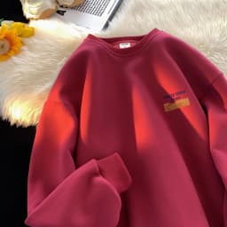American Retro Fleece Lined Long Sleeve Letter Print Sweatshirt Unisex Autumn Winter Casual Fashion Versatile Men's Women's Top