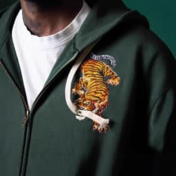 American Retro Tiger Embroidery Zip Hoodies Man Spring Loose Street Style Casual Long Sleeve Tops Female Daily Fashion Outerwear