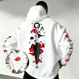 Naruto Akatsuki Kunai Hoodie 2026 New Japanese Anime Fashion Y2K Casual Sportswear Men's Couple Style Hooded Sweatshirt