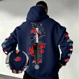 Naruto Akatsuki Kunai Hoodie 2026 New Japanese Anime Fashion Y2K Casual Sportswear Men's Couple Style Hooded Sweatshirt