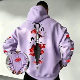 Naruto Akatsuki Kunai Hoodie 2026 New Japanese Anime Fashion Y2K Casual Sportswear Men's Couple Style Hooded Sweatshirt