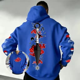 Naruto Akatsuki Kunai Hoodie 2026 New Japanese Anime Fashion Y2K Casual Sportswear Men's Couple Style Hooded Sweatshirt