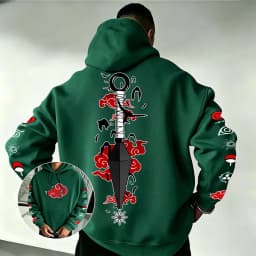 Naruto Akatsuki Kunai Hoodie 2026 New Japanese Anime Fashion Y2K Casual Sportswear Men's Couple Style Hooded Sweatshirt