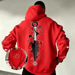 Naruto Akatsuki Kunai Hoodie 2026 New Japanese Anime Fashion Y2K Casual Sportswear Men's Couple Style Hooded Sweatshirt