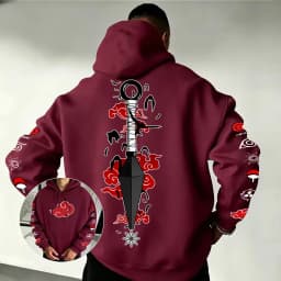 Naruto Akatsuki Kunai Hoodie 2026 New Japanese Anime Fashion Y2K Casual Sportswear Men's Couple Style Hooded Sweatshirt