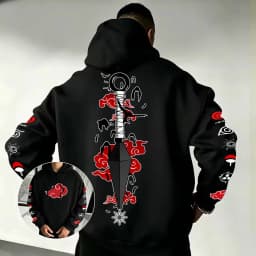 Naruto Akatsuki Kunai Hoodie 2026 New Japanese Anime Fashion Y2K Casual Sportswear Men's Couple Style Hooded Sweatshirt