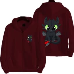 Toothless cartoon animation 2026 new style Harajuku street men's oversized thick zipper women's couple hooded coat