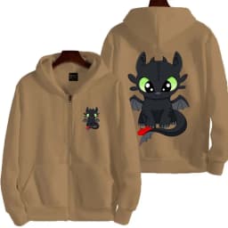 Toothless cartoon animation 2026 new style Harajuku street men's oversized thick zipper women's couple hooded coat