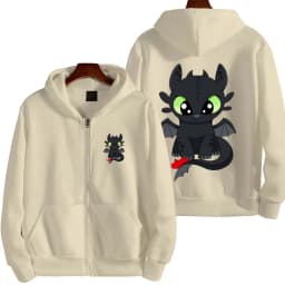 Toothless cartoon animation 2026 new style Harajuku street men's oversized thick zipper women's couple hooded coat