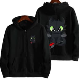 Toothless cartoon animation 2026 new style Harajuku street men's oversized thick zipper women's couple hooded coat