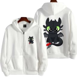 Toothless cartoon animation 2026 new style Harajuku street men's oversized thick zipper women's couple hooded coat