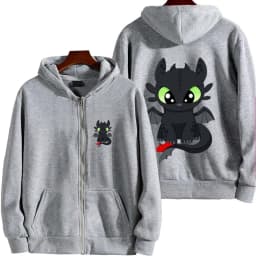 Toothless cartoon animation 2026 new style Harajuku street men's oversized thick zipper women's couple hooded coat