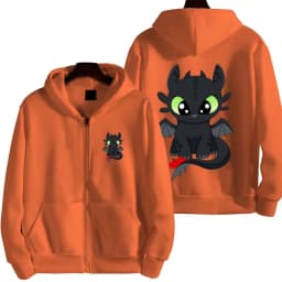 Toothless cartoon animation 2026 new style Harajuku street men's oversized thick zipper women's couple hooded coat