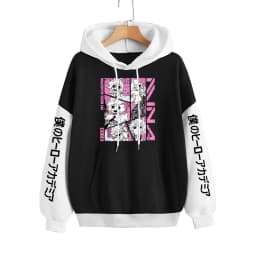 Anime Funny My Hero Academia Hoodies Kawaii Manga Mina Ashido Poster Harajuku Streetwear Unisex Long Sleeve Patchwork Sweatshirt