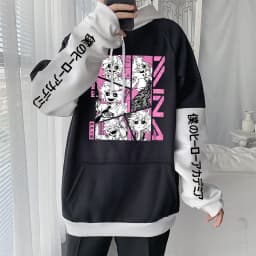 Anime Funny My Hero Academia Hoodies Kawaii Manga Mina Ashido Poster Harajuku Streetwear Unisex Long Sleeve Patchwork Sweatshirt