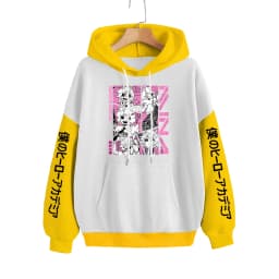 Anime Funny My Hero Academia Hoodies Kawaii Manga Mina Ashido Poster Harajuku Streetwear Unisex Long Sleeve Patchwork Sweatshirt