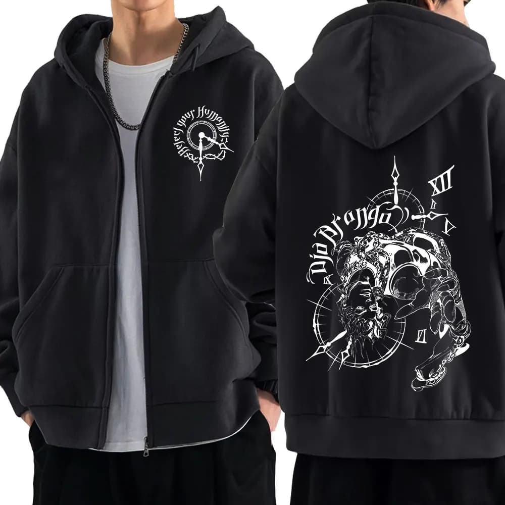 Anime Jojo Bizarre Adventure Zipper Hoodies Drop Dio Over Heaven Manga Zip Up Sweatshirts Men Women Fashion Casual Pullover Coat