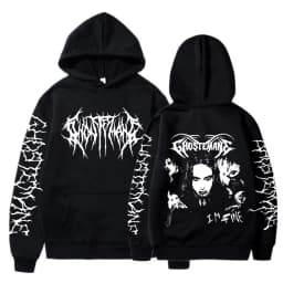 Ghostemane Double Sided Print Hoodie Men's Fashion Hip Hop Metal Rock Hoodies Gothic Oversized Sweatshirt Tracksuit Streetwear