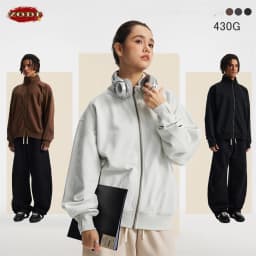 ZODF Fashion 2025 Autumn Man Solid 430gsm Zipper Hoodies For Men Unisex Heavy Weight Loose Stand Collar Coats HY1101