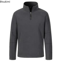 Quality Men's Thicken Warm Polar Fleece Hoodies Fashion Stand Collar Half-zip Pullovers Autumn Winter Casual Sweatshirts for Men