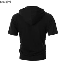New 2026 Men's Casual Sweatshirts Short Sleeve Hoodies JacketS Solid Slim Zip Man SportS Tops Comfotable Outdoor Clothes for Men
