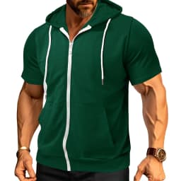 New 2026 Men's Casual Sweatshirts Short Sleeve Hoodies JacketS Solid Slim Zip Man SportS Tops Comfotable Outdoor Clothes for Men