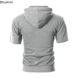 New 2026 Men's Casual Sweatshirts Short Sleeve Hoodies JacketS Solid Slim Zip Man SportS Tops Comfotable Outdoor Clothes for Men