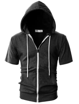 New 2026 Men's Casual Sweatshirts Short Sleeve Hoodies JacketS Solid Slim Zip Man SportS Tops Comfotable Outdoor Clothes for Men